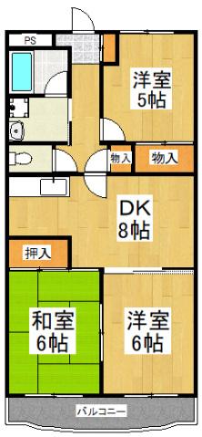 パレスサンベールI(3DK/3階)の間取り写真