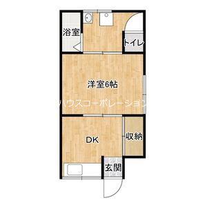 尼崎市瓦宮アパート(1DK/1階)の間取り写真