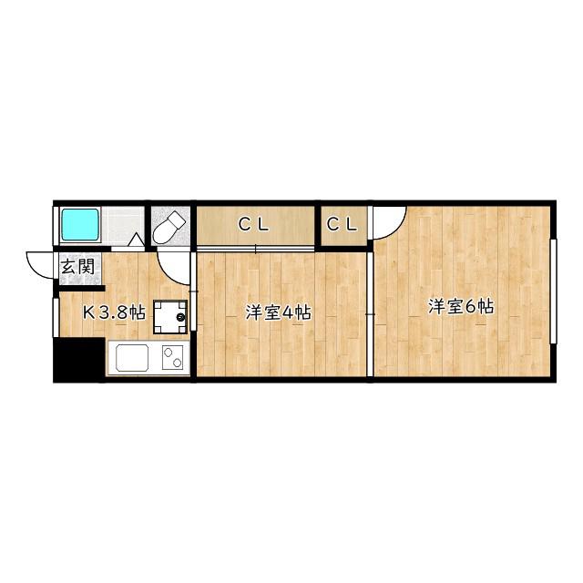 マンション北野田(2K/2階)の間取り写真