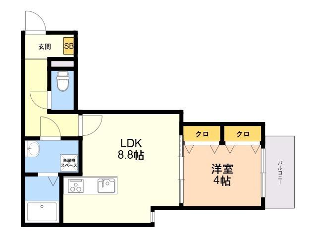 クリーク下山門Ⅱ(1LDK/2階)の間取り写真