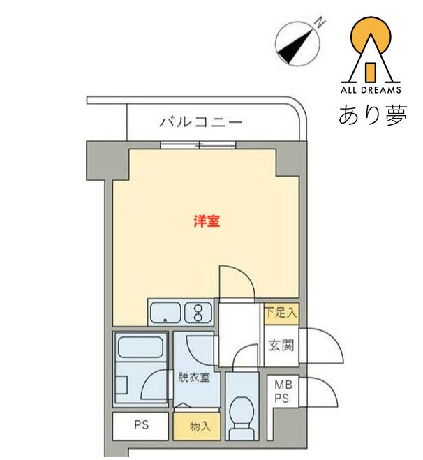 ライオンズマンション伊勢佐木町第2(1K/6階)の間取り写真