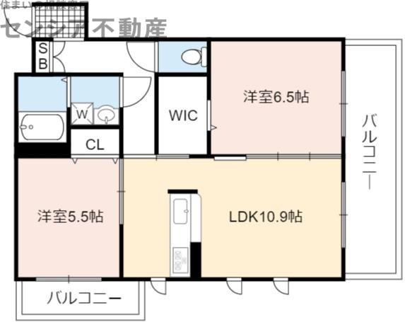 シャーメゾンラフォレェ(2LDK/3階)の間取り写真