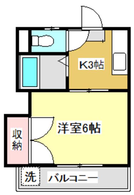 ディーエム潮江(1DK/3階)の間取り写真