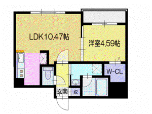 オルセーイスト稲穂(1LDK/2階)の間取り写真