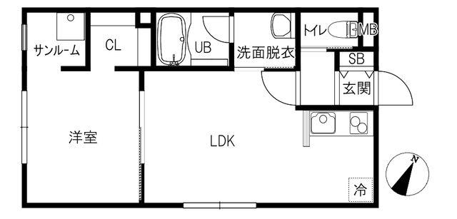 ARCOBALENO(1LDK/1階)の間取り写真