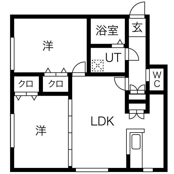 ル・シエル恵庭(2LDK/1階)の間取り写真
