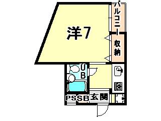 ロイヤルメゾン塚口X(1K/2階)の間取り写真