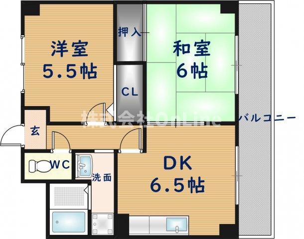 グランディールシャトー(2DK/2階)の間取り写真
