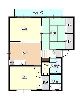いのうえコーポF(3DK/1階)の間取り写真