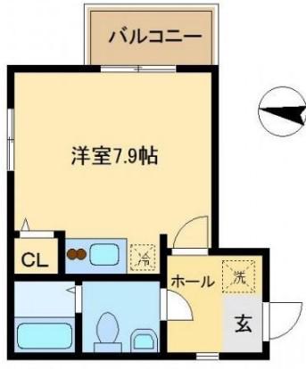 カスティーロ白山(ワンルーム/1階)の間取り写真