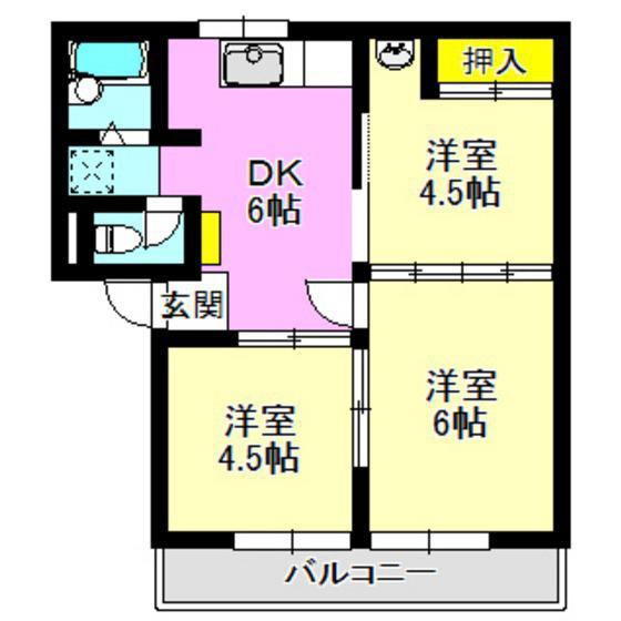 コスモエイト丸和(3DK/1階)の間取り写真