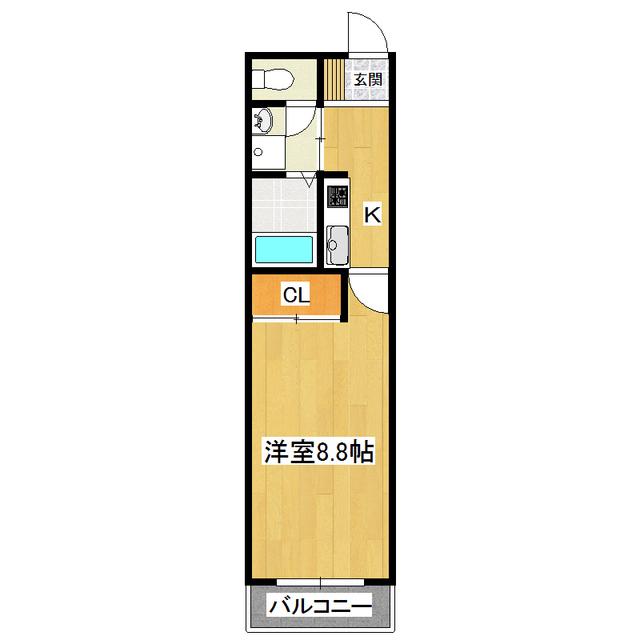 マンション タイラII(1K/5階)の間取り写真