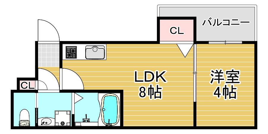 H-MAISON海老江(1LDK/1階)の間取り写真