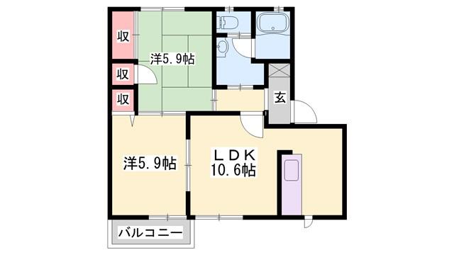 MAIOR YAMATO C棟(2LDK/1階)の間取り写真