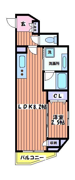 セントオハナ立川(1LDK/2階)の間取り写真