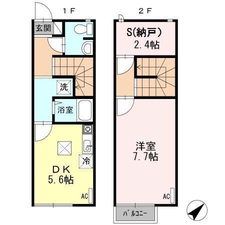 リースランドクリオネ A棟(1SDK/1階)の間取り写真