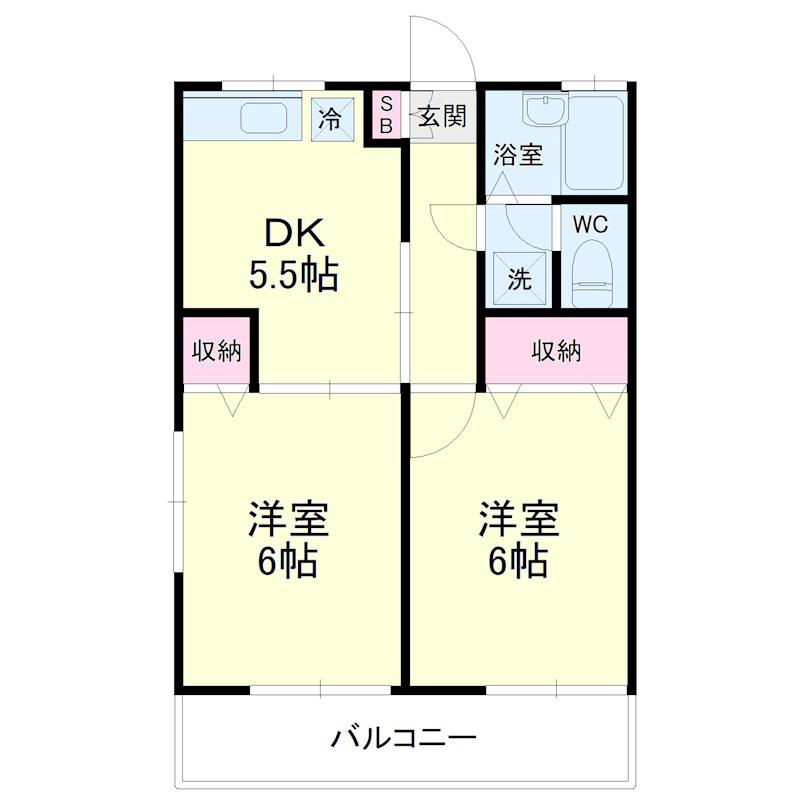 ビバリーハウス早出(2DK/1階)の間取り写真