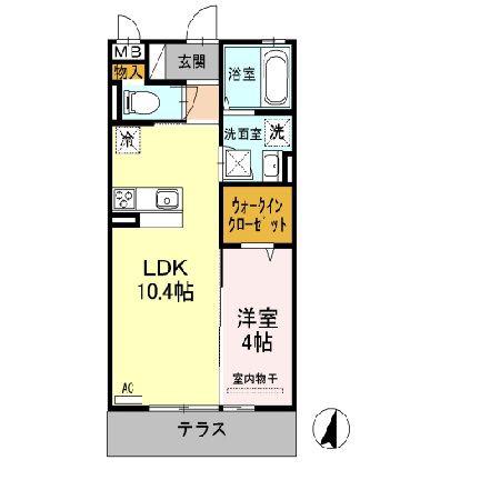 ディイゾラ北野田(1LDK/1階)の間取り写真