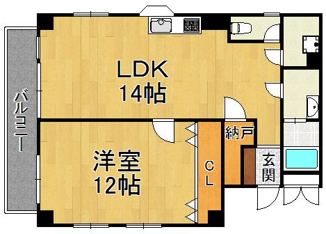 ファミール苦楽園(1LDK/1階)の間取り写真