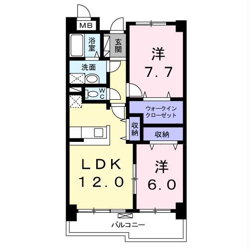 エクセランヒルズ KOTA(2LDK/1階)の間取り写真