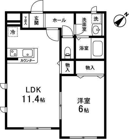 ノートルシャトー(1LDK/1階)の間取り写真