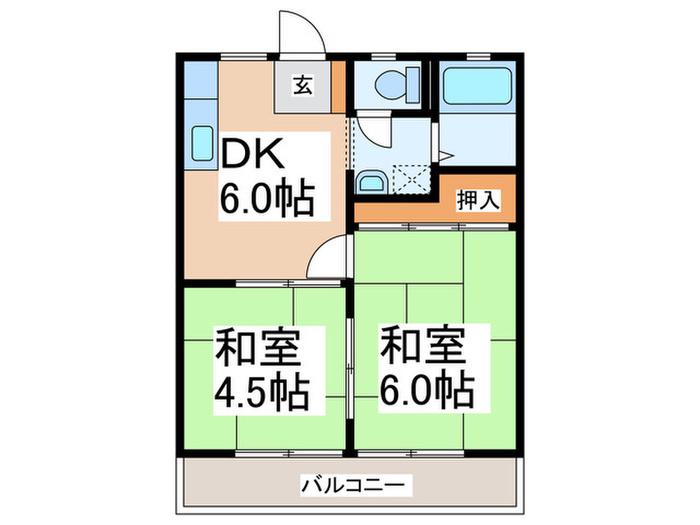 フラッツマトバ 1(2DK/2階)の間取り写真