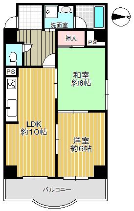 レクシア野崎(2LDK/5階)の間取り写真
