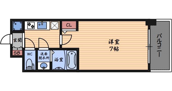 セレニテ福島CALME(1K/6階)の間取り写真