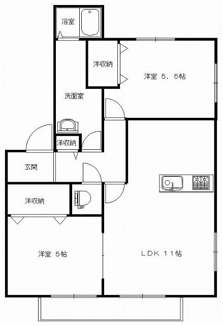 フラッツァ ドゥーズ A (2LDK/3階)の間取り写真