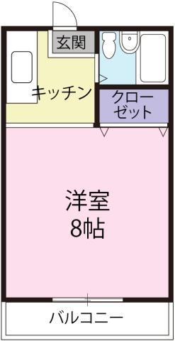 シグナルハイツ大原(1K/2階)の間取り写真