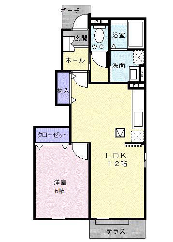アビタシオン(1LDK/1階)の間取り写真