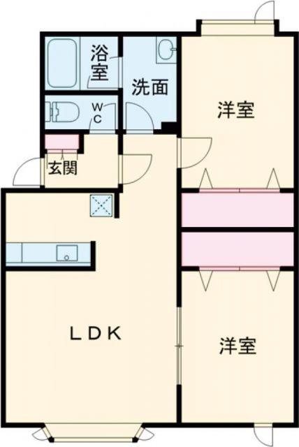 シミズドリーム(2LDK/2階)の間取り写真