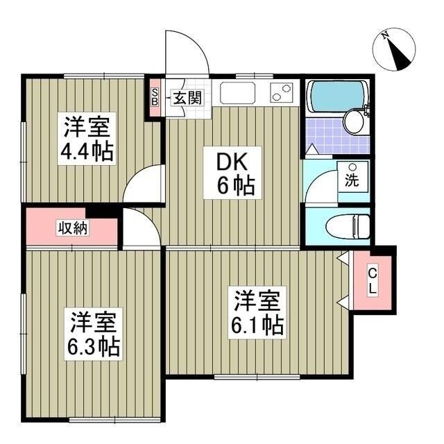 アンリハイム(3DK/1階)の間取り写真