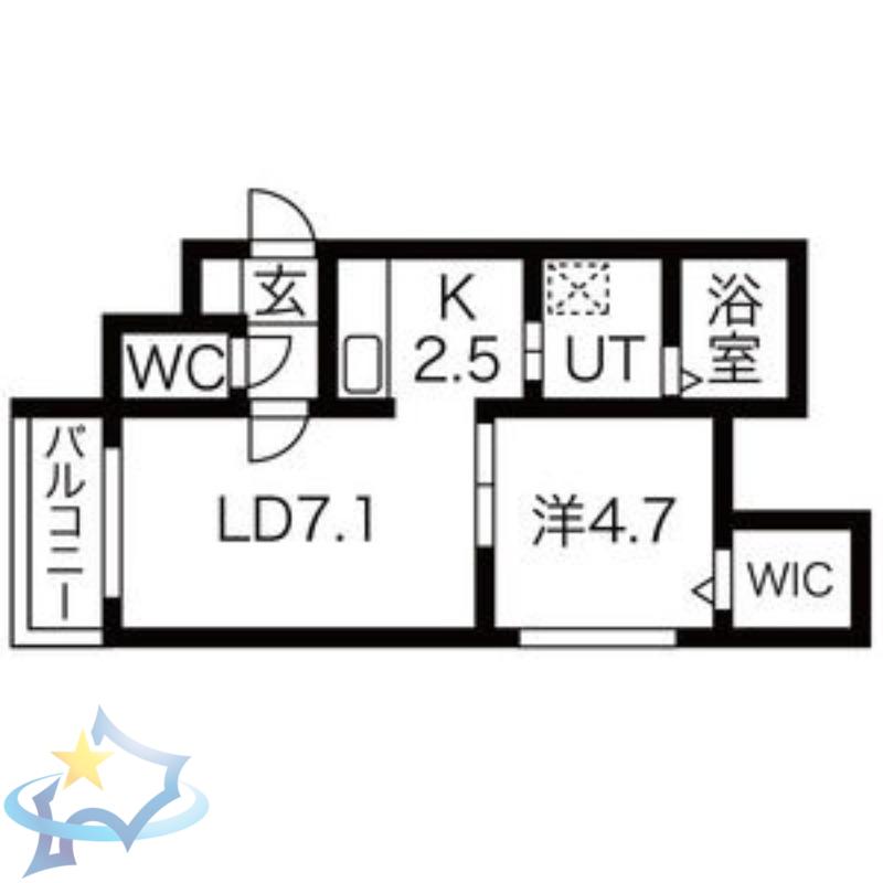 LIERRE発寒南(1LDK/2階)の間取り写真