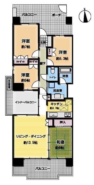 オラリオンサイト4番館(4LDK/15階)の間取り写真
