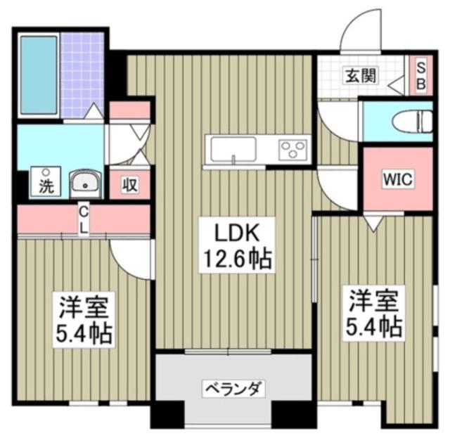 ブリーズコート扇橋(2LDK/2階)の間取り写真
