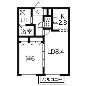 グレイス国見ヶ丘(1LDK/1階)の間取り写真