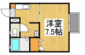 TORTOISE A棟(1K/1階)の間取り写真