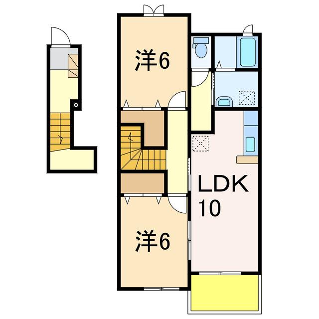 ドリームドームC(2LDK/2階)の間取り写真