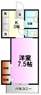 アルシオーネ(1K/1階)の間取り写真