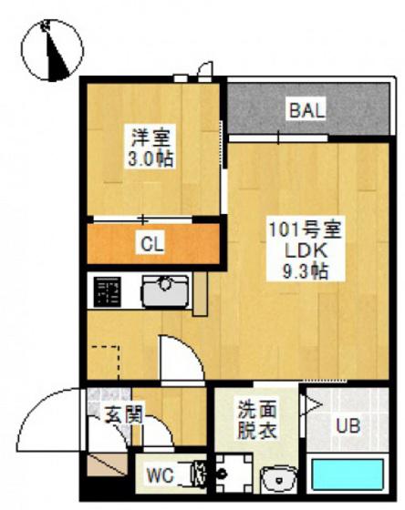 GRANDTIC CINQ(1LDK/1階)の間取り写真