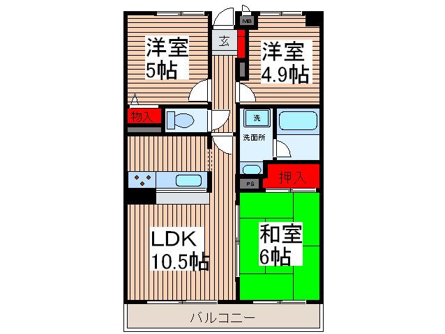フォレスト戸田公園(3LDK/5階)の間取り写真