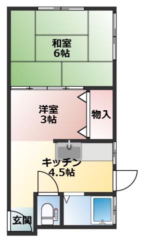 中川荘(2K/2階)の間取り写真
