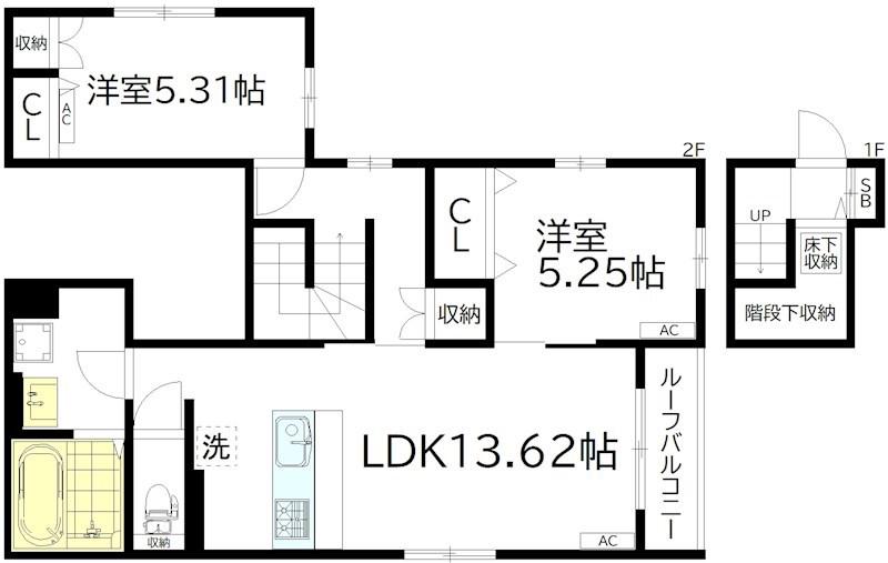 ワイズ笹塚(2LDK/2階)の間取り写真