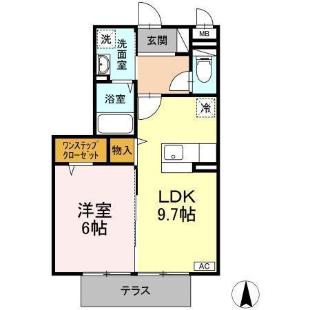 ボンテ中通(1LDK/1階)の間取り写真
