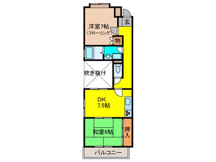 TKステップ(2DK/4階)の間取り写真
