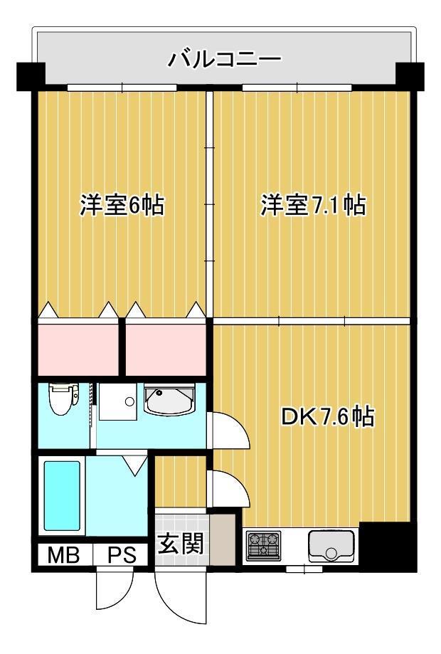 アトムハウス(2DK/2階)の間取り写真