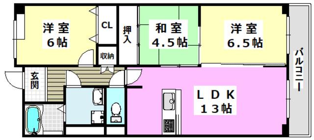 ベルドミール双葉(3LDK/2階)の間取り写真