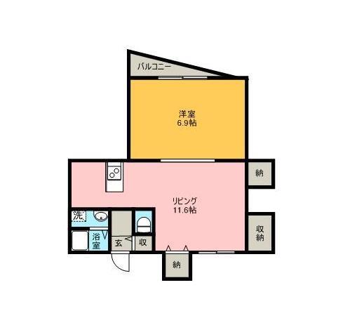 ボーンジュエーリ(1LDK/1階)の間取り写真