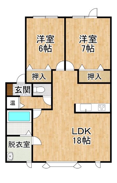 ユトリロ2(2LDK/2階)の間取り写真
